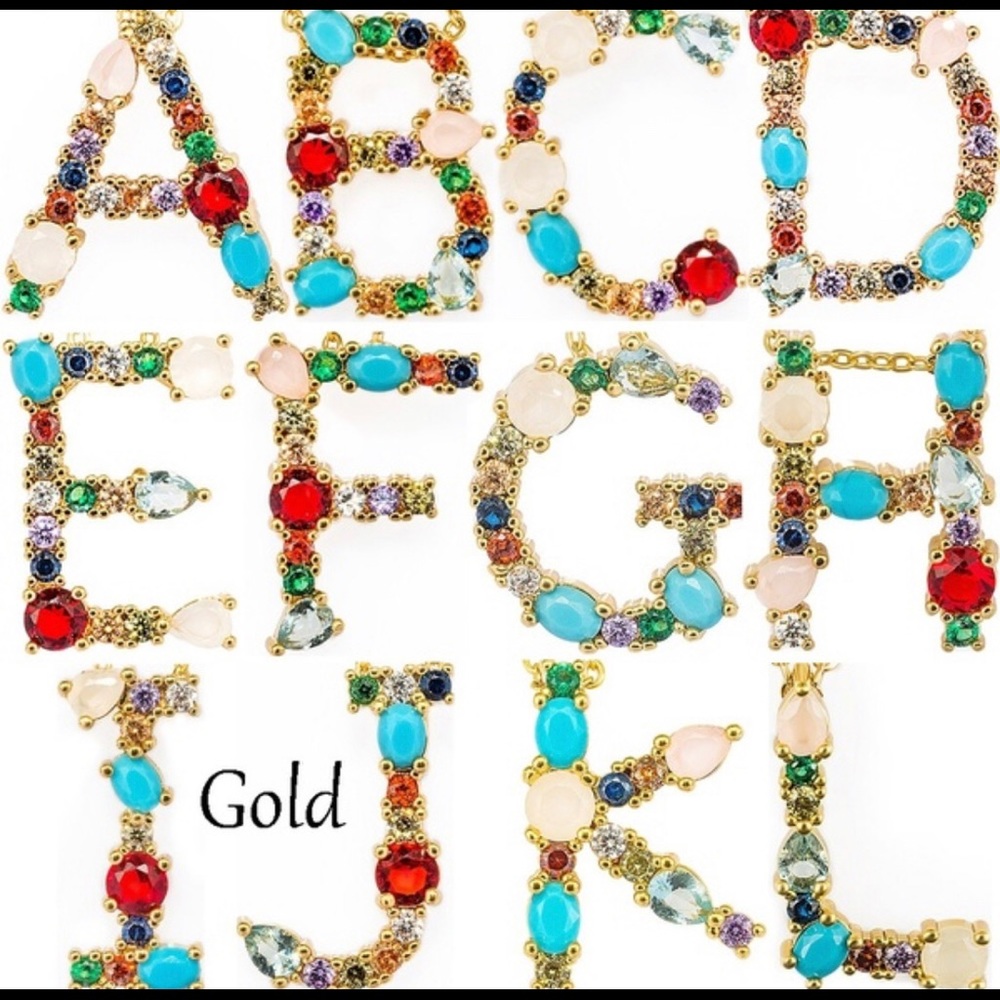 Initial necklaces - colorful stones